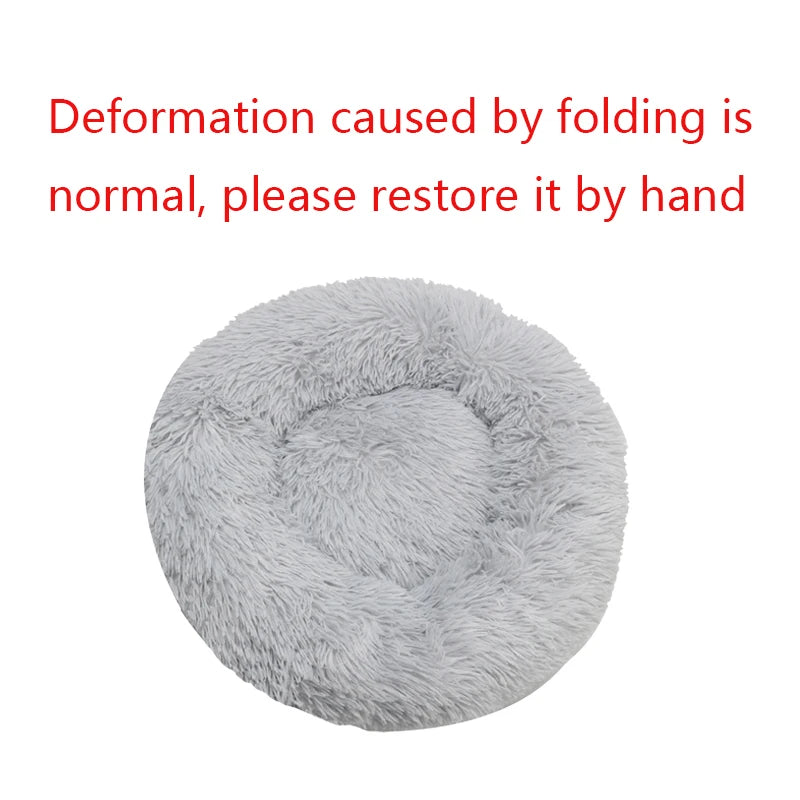 Round Dog Bed Winter Warm Cat Bed Plush Basket for Dog Washable Pet Bed for Small Medium Large Dog Sofa Cat