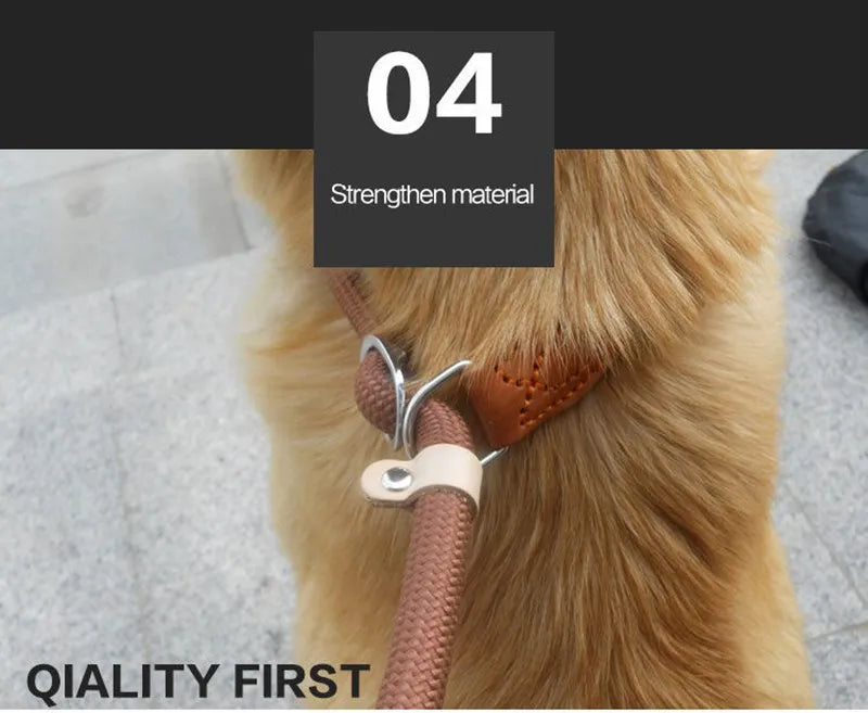 Dog Leash Slip Rope Lead Leash Heavy Duty Braided Rope Adjustable Loop Collar Training Leashes for Medium Large Dogs