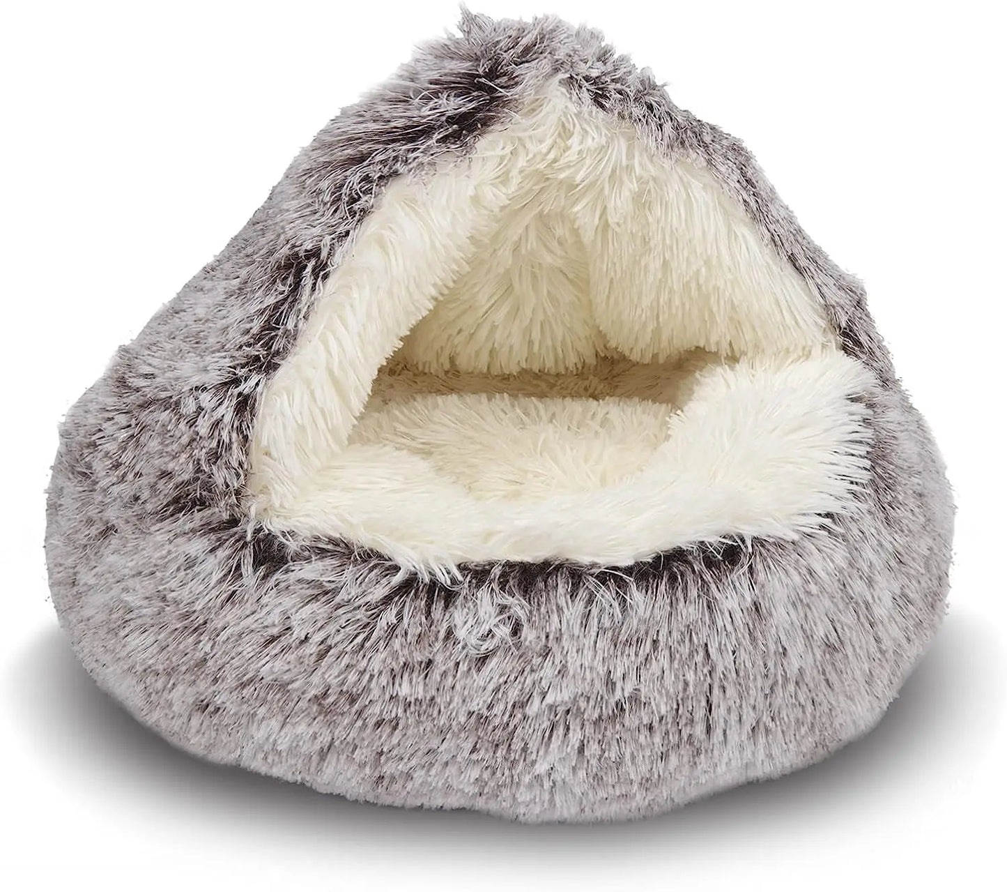 Soft Plush Pet Bed with Cover Round Cat Bed Pet Mattress Warm Cat Dog 2 in 1 Sleeping Nest Cave for Small Dogs