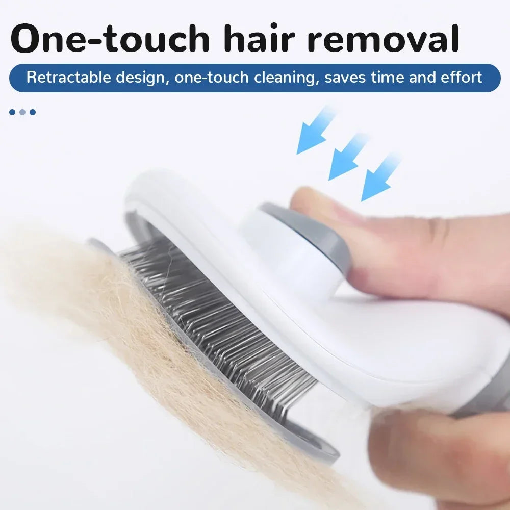 Pet Hair Removal Brush Pet Cleaning and Grooming Products Stainless Steel Automatic Hair Removal Cat Comb Pet Grooming Products