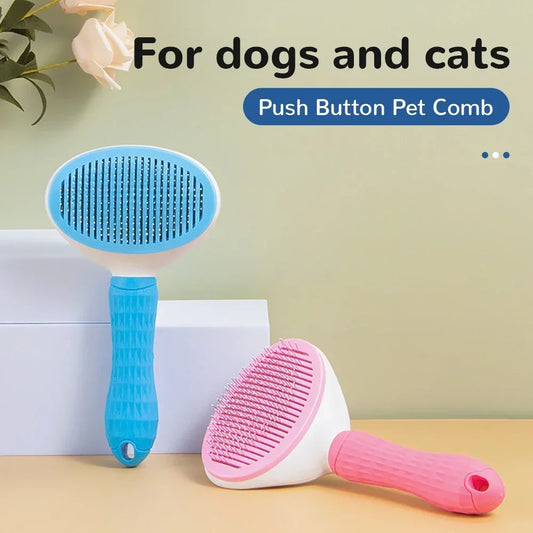 Pet Hair Removal Brush Pet Cleaning and Grooming Products Stainless Steel Automatic Hair Removal Cat Comb Pet Grooming Products