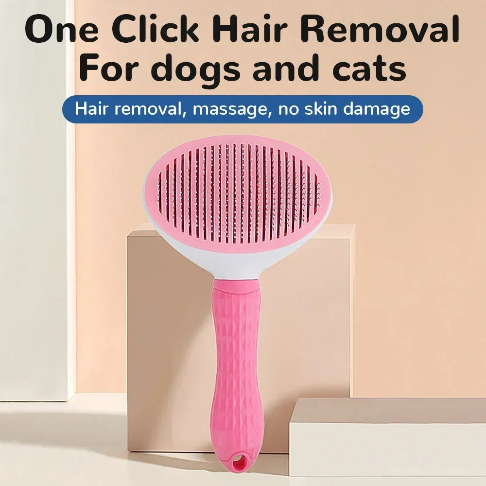 Pet Hair Removal Brush Pet Cleaning and Grooming Products Stainless Steel Automatic Hair Removal Cat Comb Pet Grooming Products