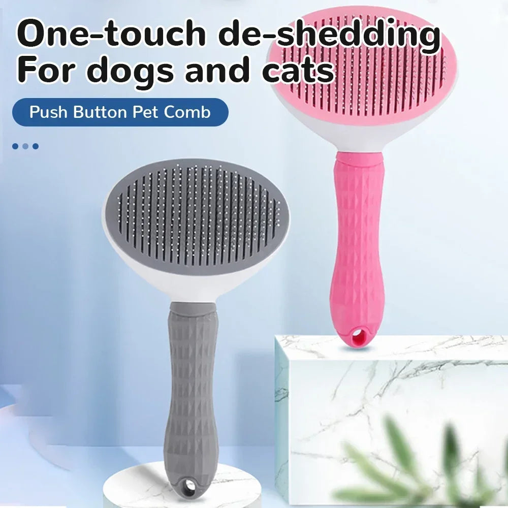 Pet Hair Removal Brush Pet Cleaning and Grooming Products Stainless Steel Automatic Hair Removal Cat Comb Pet Grooming Products