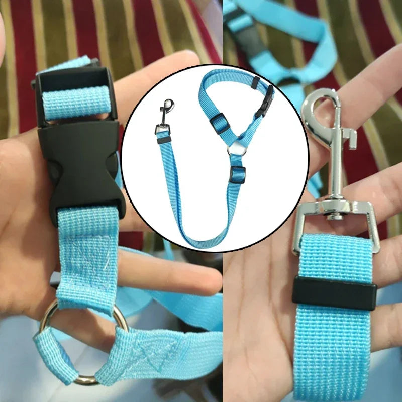 1PC  Pet Car Seat Belt Nylon Lead Leash Backseat Safety Belt Adjustable  pet collars dog collar cat collar