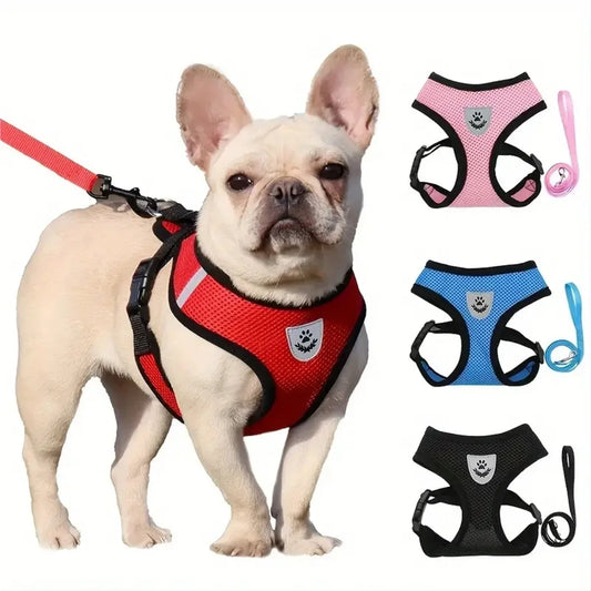 Dog Harness Walking Lead Leash For Small Dogs Collar Polyester Adjustable Mesh Puppy Cat Harness Vest For Medium Pet Accessories