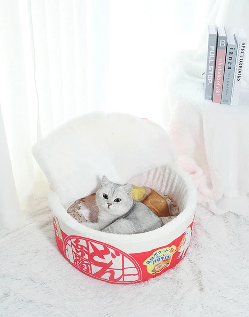 Noodle-Shaped Fleece-Lined Pet Bed Warm Breathable Detachable Round Cat Nest Flip Cover Four Seasons Universal Dog Kennel