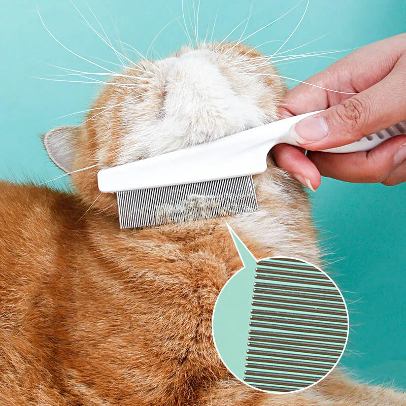 Flea Comb Dog Cat Hair Removal Brush Stainless Steel Dense Teeth Inline Comb Portable Pet Universal Grooming Cleaning Supplies