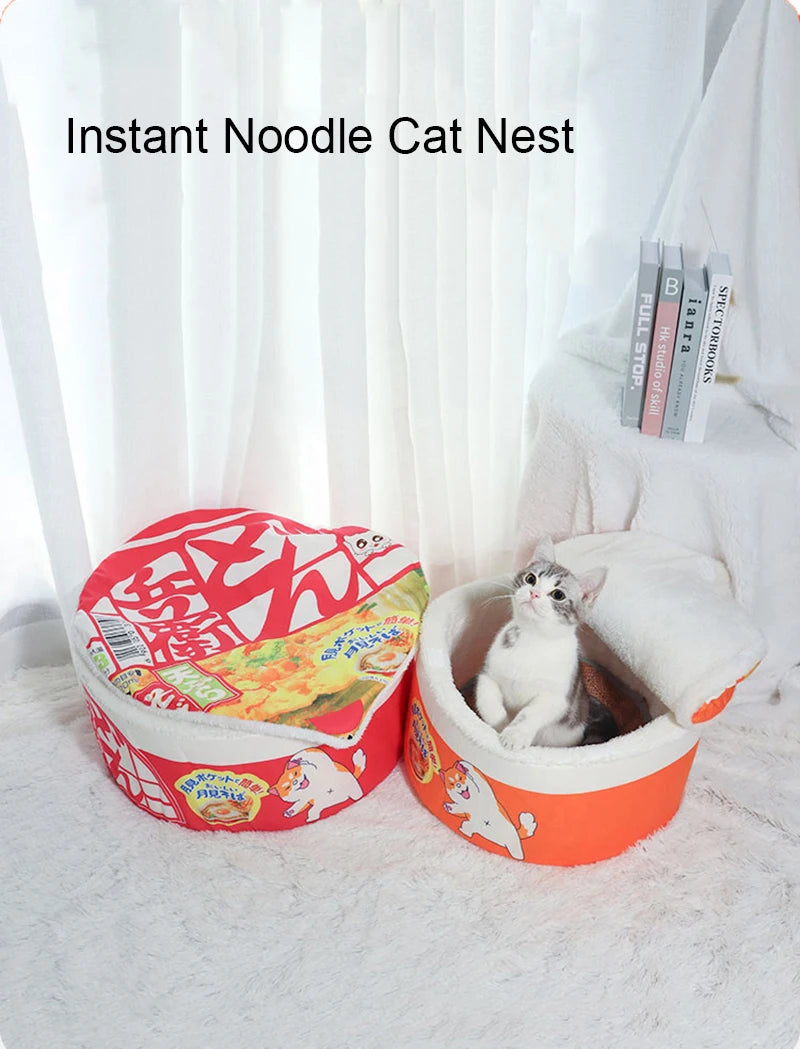 Noodle-Shaped Fleece-Lined Pet Bed Warm Breathable Detachable Round Cat Nest Flip Cover Four Seasons Universal Dog Kennel