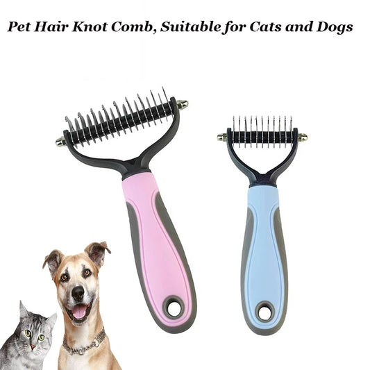 Pet Deshedding Brush Brush - Double-Sided Undercoat Rake Pet Hair Removal Comb Cat Dog Brush Pet Hair Grooming Tool Puppy