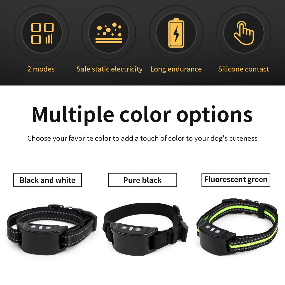 Electric Dog Training Collar Anti Bark Device Pet Dog Adjustable Ultrasonic No Barking Tone Shock Indoor Outdoor Teaching Tool